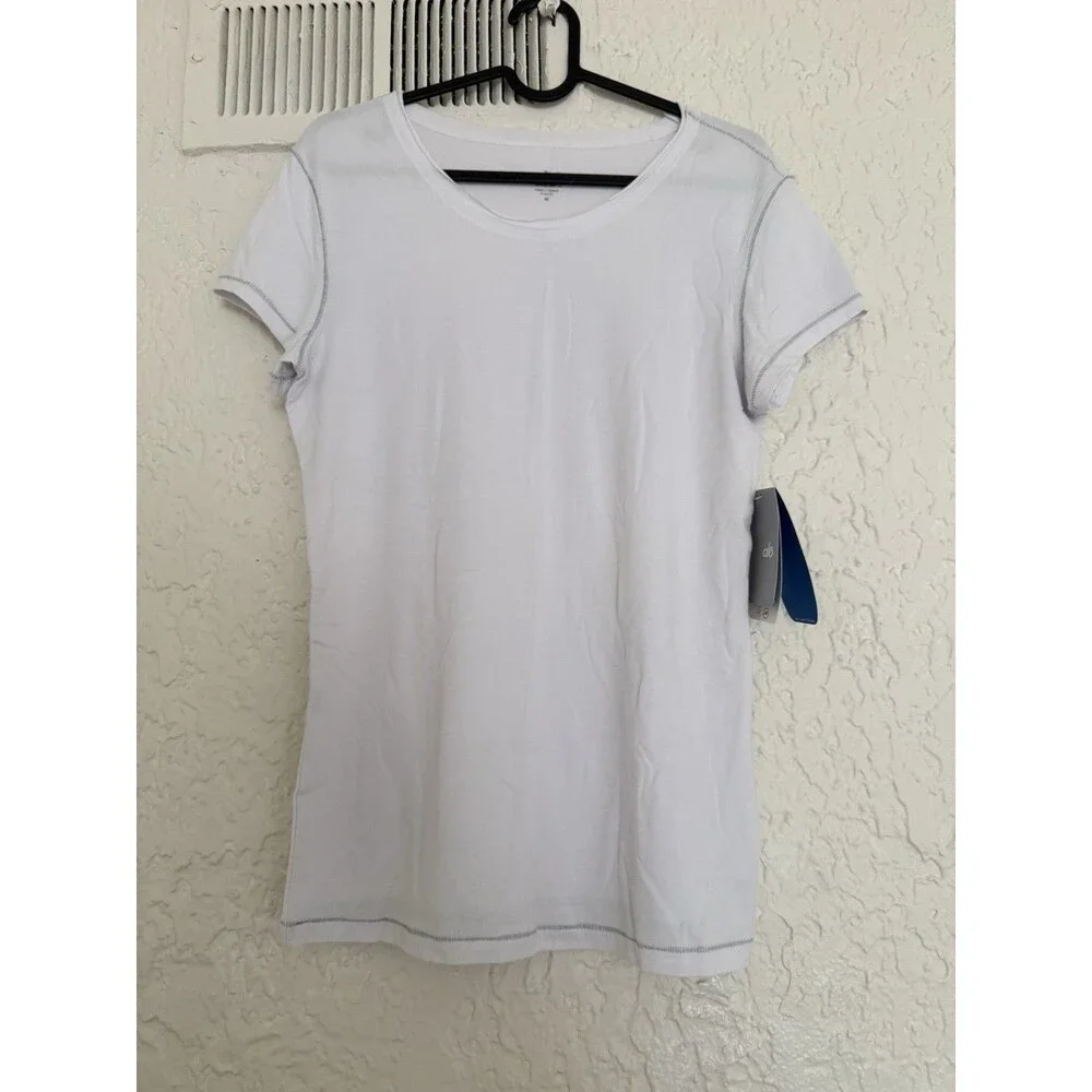 Alo Yoga White Short Sleeve T-Shirt Crewneck Top New Size M